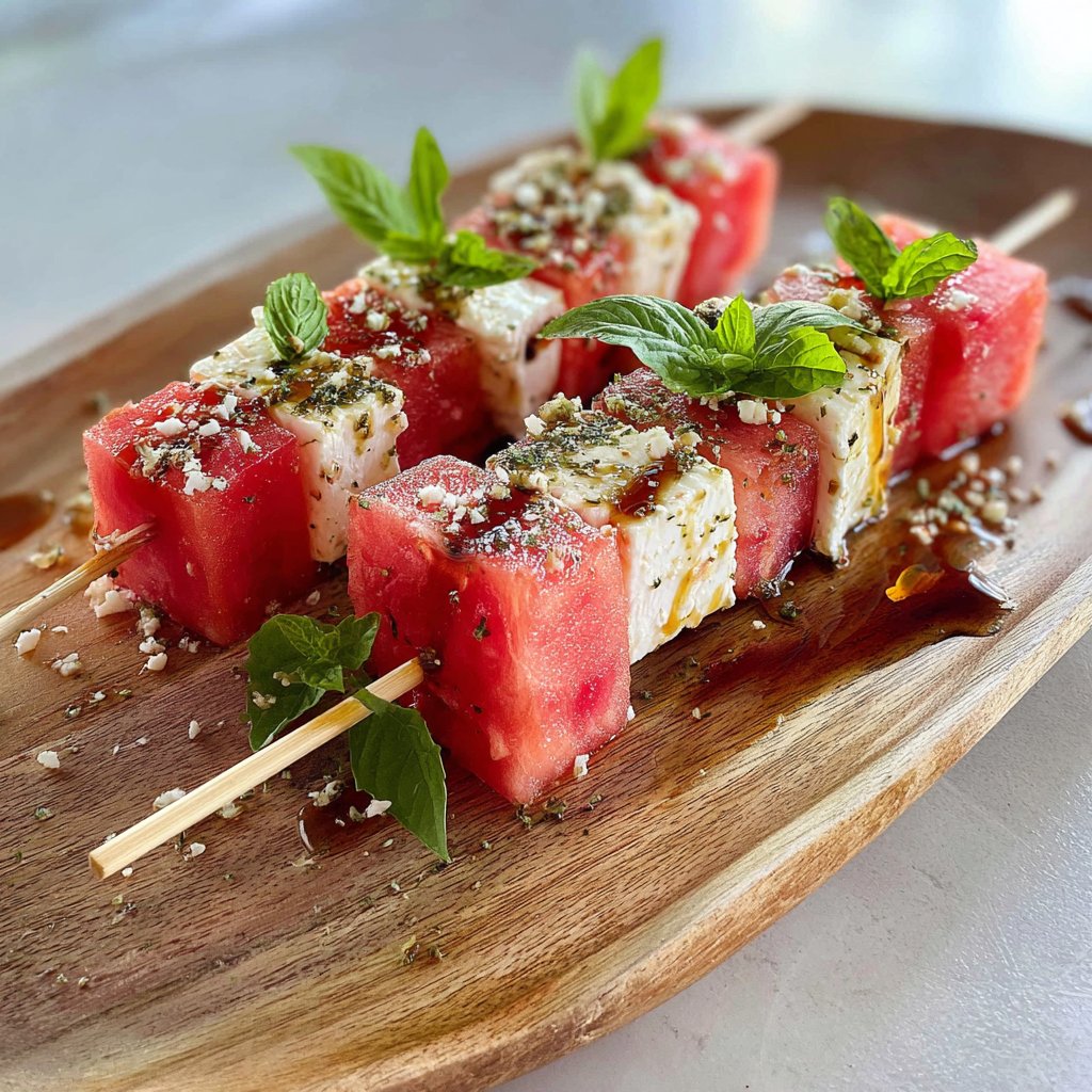 Tangy Watermelon Feta Skewers