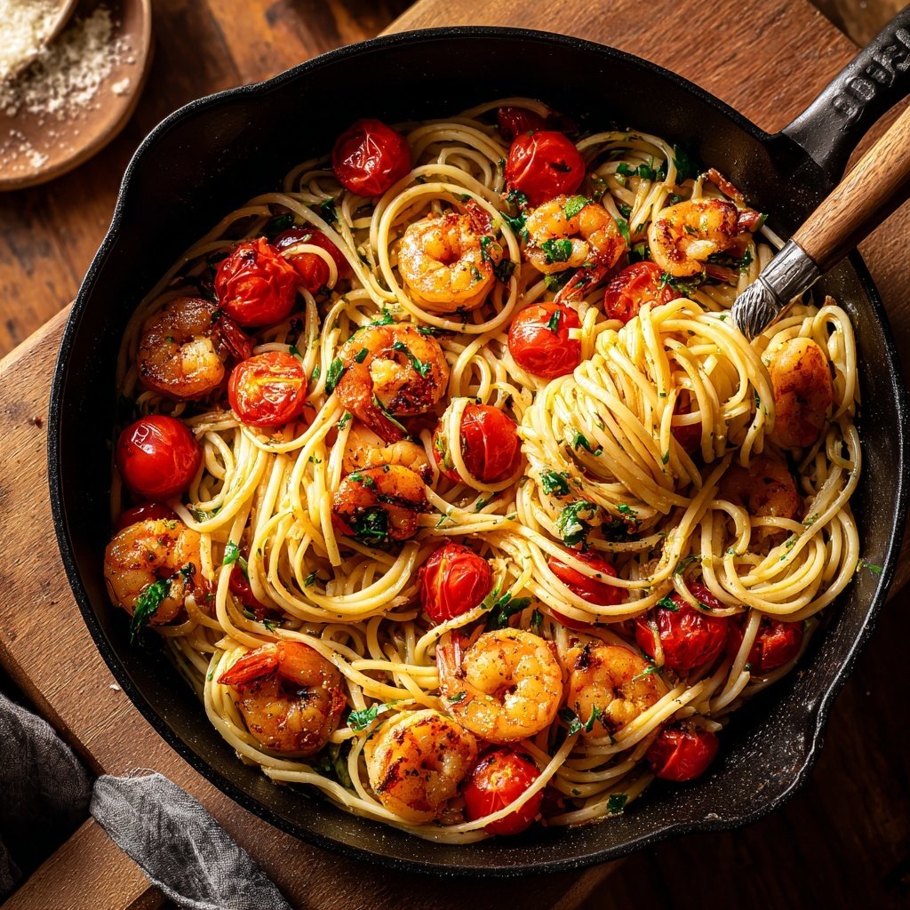 Cherry Tomato Shrimp Spaghetti