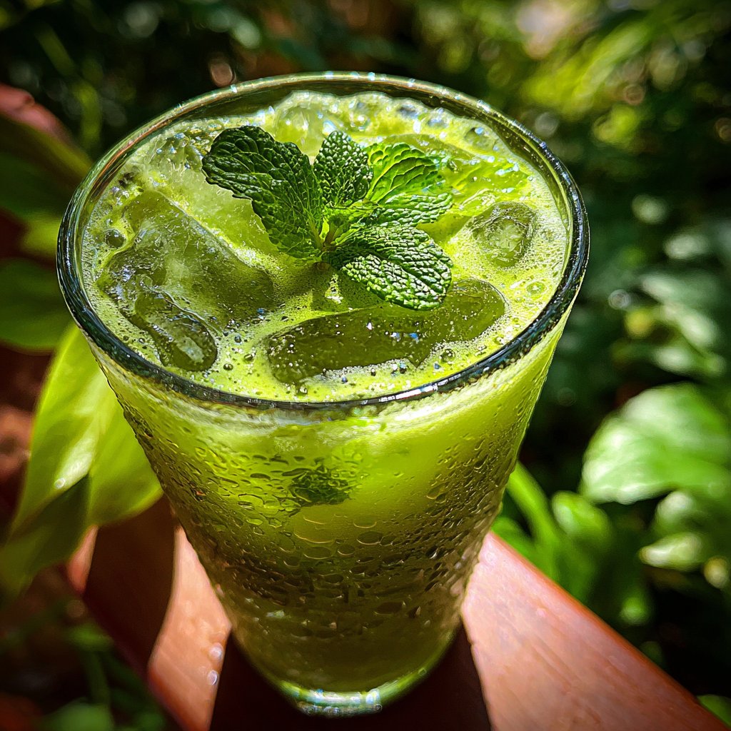 Chilled Matcha Mint Tea